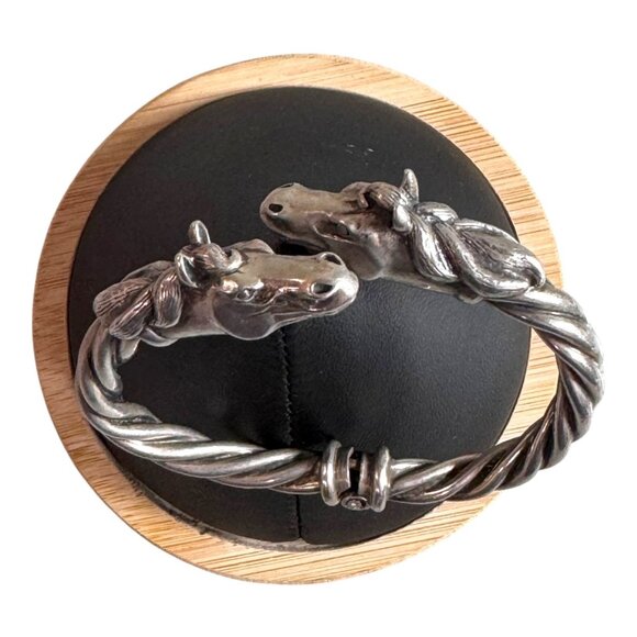 Kabana Sterling Silver Horse Head Bangle Bracelet Equestrian Gift Twisted - Picture 1 of 9